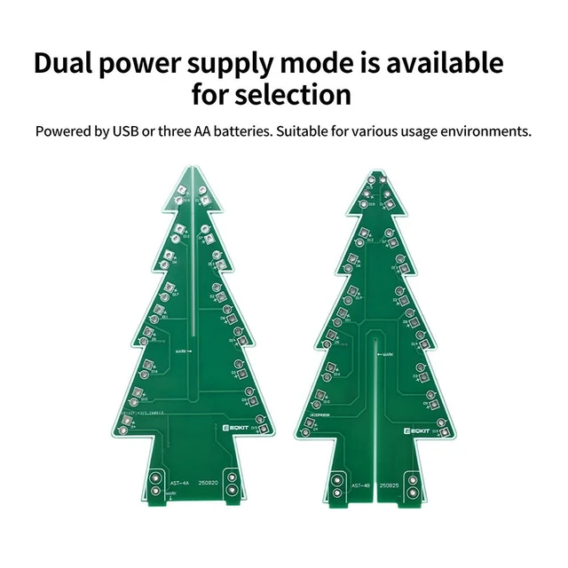 Alt view image 2 of 6 - 3D Christmas Tree LED DIY Kit LED Flash Circuit Kit Electronic Welding Fun Suite 7 Color PCB Welding Free DC 4.5-5V