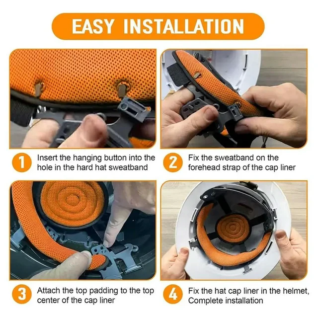 Alt view image 3 of 3 - Washable Cooling Liner Accessories Set(3Set), Hard Hat Sweatband& Top Pad Replacement