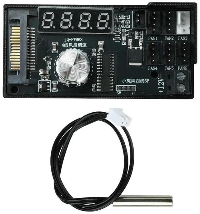 Main image of DC 12V 5A 6 Channel 4 Wire PWM Fan Controller SATA Power Interface Stepless Speed Regulation Manual Temperature Control