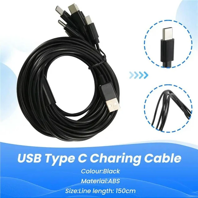 Alt view image 3 of 3 - 1 PCS 6-In-1 USB Type C Splitter Cable C Data Transmission Charing Cable Black ABS For Phone Tablet