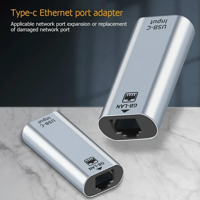 Alt view image 2 of 3 - USB C Type-C Female to RJ45 Female Ethernet Gigabit Wired LAN Network Adapter