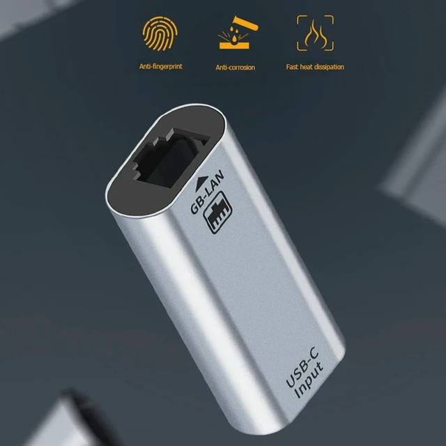 Alt view image 3 of 3 - USB C Type-C Female to RJ45 Female Ethernet Gigabit Wired LAN Network Adapter