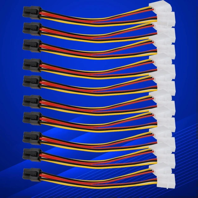 Alt view image 2 of 3 - 10PCS Dual 4pin Molex Male To 6 Pin Female PCI-E Y Cable Power Converter Adapter Cable PCI Express Power Cable for Video Card