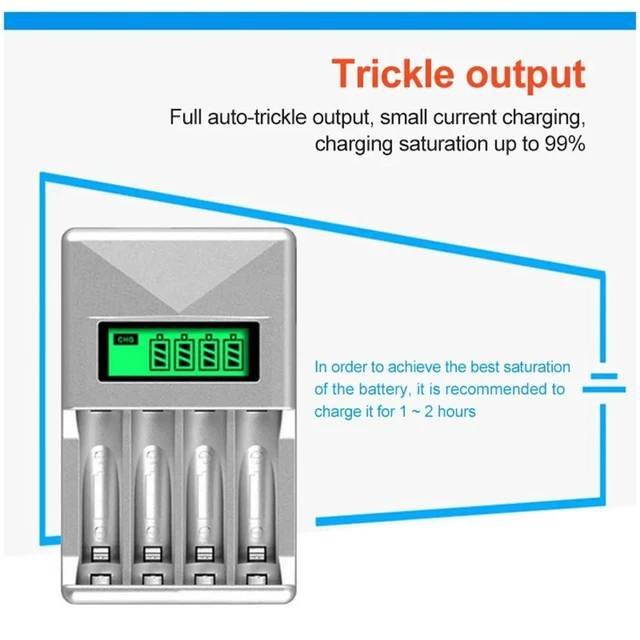 Alt view image 3 of 3 - 4-Slot AA AAA USB Charger LCD Display Independent Charging Charger for AA AAA NIMH NI-CD Rechargeable Batteries