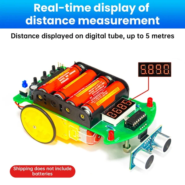 Alt view image 2 of 3 - DC 5V Ultrasonic Ranging Obstacle Avoidance Car Microcontroller ligent Car Programming DIY Welding Kit