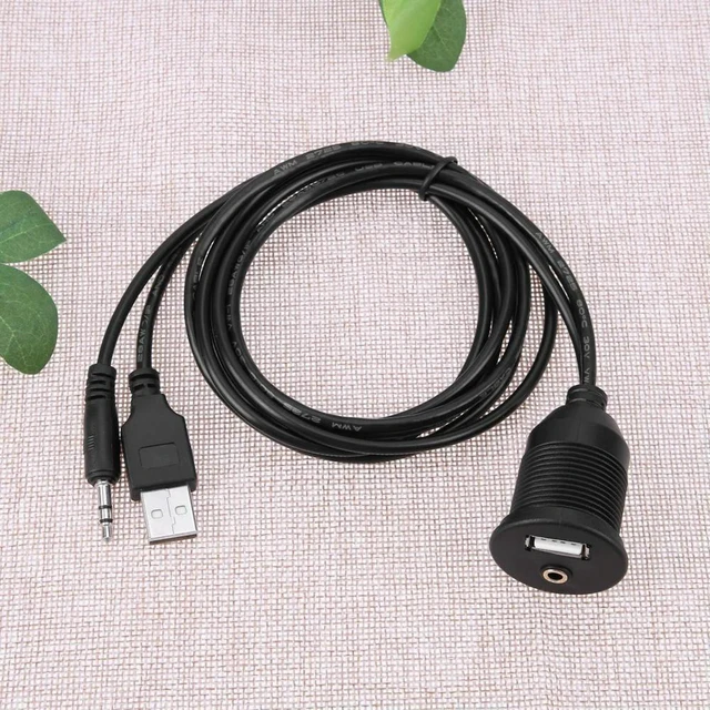 Alt view image 2 of 3 - Car Dashboard Moto USB 2.0 3.5mm M/F AUX Lead Extension Cable