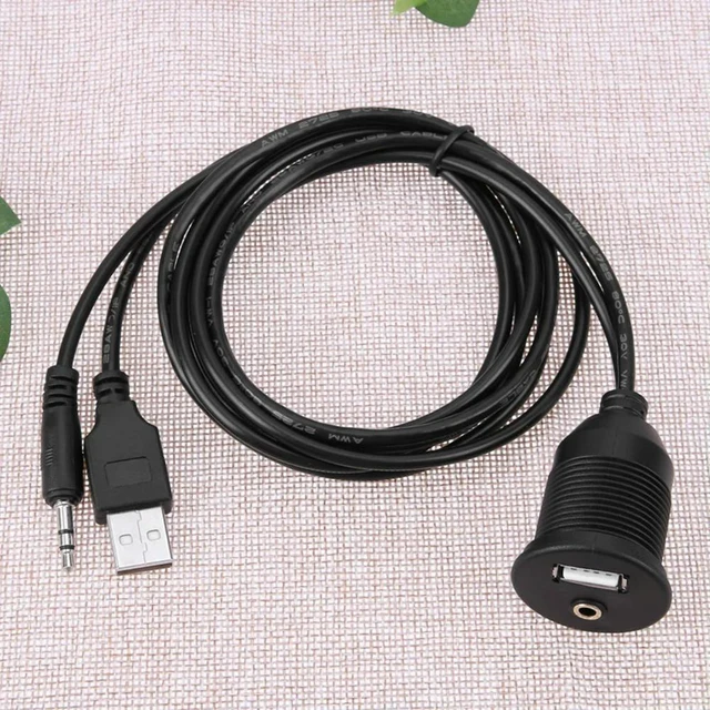 Alt view image 3 of 3 - Car Dashboard Moto USB 2.0 3.5mm M/F AUX Lead Extension Cable