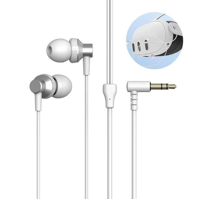 Alt view image 3 of 3 - In-Ear Earphones Comfortable In-Ear Headphones Immersive Sound VR Gaming Headphones 3.5mm AUX for Quest 3 VR Headset