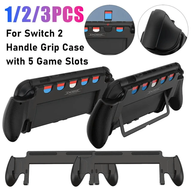 Alt view image 2 of 3 - For for for Switch 2 Grip with Stand Comfortable & Ergonomic Grip Holder 5 Game Slots Protective Case Anti Slip Grip Holder