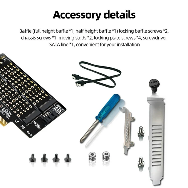 Alt view image 2 of 3 - Transfer Expansion Card Dual-Bay Mini SATA Converter 32Gbps Transmission Speed PCI Expansion Card for M.2 NVMe NGFF