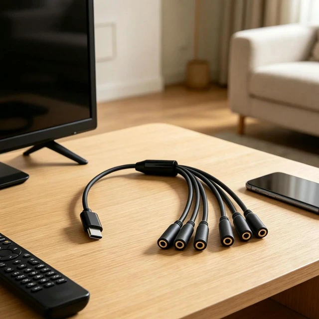 Alt view image 2 of 3 - 1 To 5 Ways USB Type C To 3.5mm TRS Female Audio Splitter Cable Multi Audio Headphone Stereo Cable for Phones Headsets Speaker