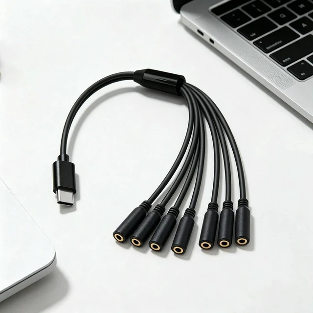Main image of 1 To 5 Ways USB Type C To 3.5mm TRS Female Audio Splitter Cable Multi Audio Headphone Stereo Cable for Phones Headsets Speaker