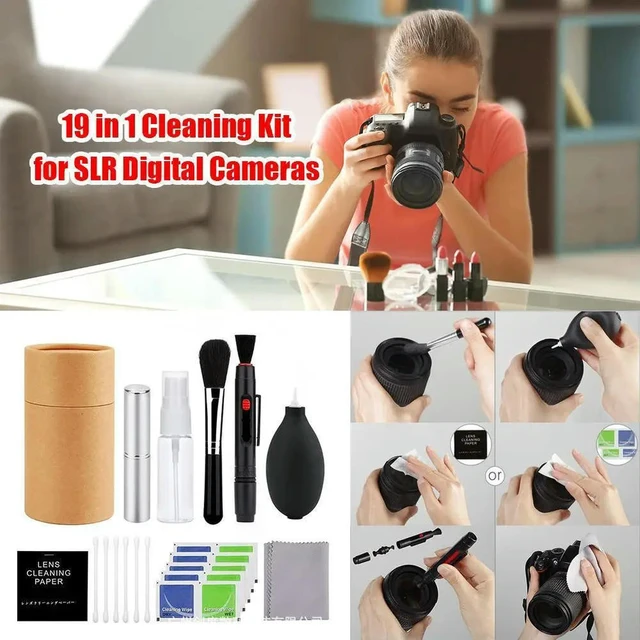 Alt view image 3 of 3 - 19pcs Camera Cleaner Kit Dust Cleaner Camera Cleaning Lens Pen Brush Kit Camera Cleaning Cloth for Mobile PC