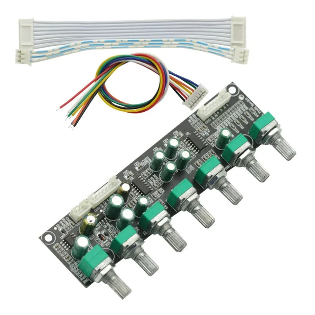 Alt view image 2 of 3 - 5.1 Preamplifier Tone independent Channel Volume + Bass Frequency Adjustment 6 Way For 5.1 Amplifier Module DIY DC12-24V
