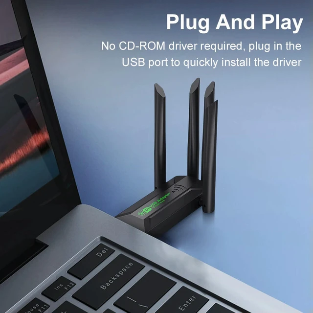 Alt view image 3 of 3 - External Network Receiver Transmitter Dual Band 2.4-5.8Ghz Signal Reception Dongle 4 Antenna Dongle for Home Office