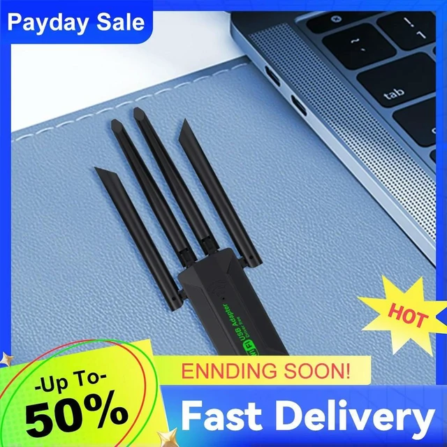 Main image of External Network Receiver Transmitter Dual Band 2.4-5.8Ghz Signal Reception Dongle 4 Antenna Dongle for Home Office