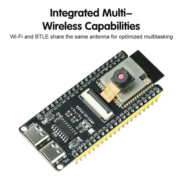 Alt view image 3 of 3 - CH340 Dual Type C ESP32-S3-CAM Development Board BT Core Board With OV3660 Camera Module Onboard ESP32-S3-N16R8 Module