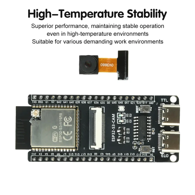 Alt view image 2 of 3 - CH340 Dual Type C ESP32-S3-CAM Development Board BT Core Board With OV3660 Camera Module Onboard ESP32-S3-N16R8 Module
