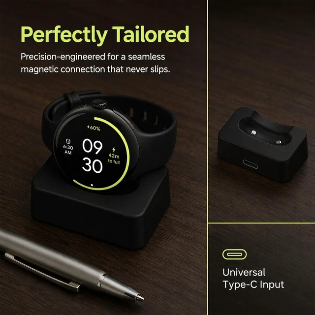 Alt view image 2 of 3 - Magnetic Charger Dock for Google Pixel Watch 4 Magnetic Adsorption Stand Type-C Powered for Pocket Business Trips Office