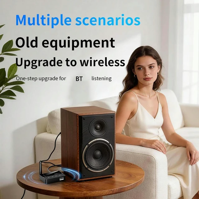 Alt view image 2 of 6 - BT 6.0 Transmitter Receiver 2-in-1 AUX RCA Audio Adapter for TV Computer Car Speaker Amplifier 20M