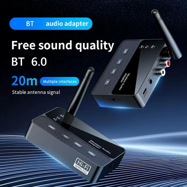 Main image of BT 6.0 Transmitter Receiver 2-in-1 AUX RCA Audio Adapter for TV Computer Car Speaker Amplifier 20M