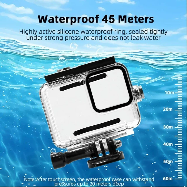 Main image of 45M Waterproof Case Housing Transparent Protective Underwater Diving Housing Shell for Go Pro Hero 12 11 10 9 Black