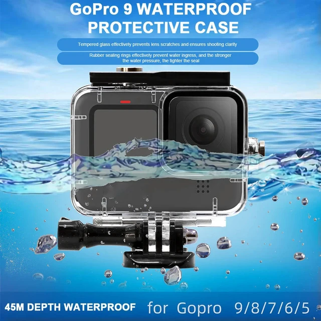 Alt view image 2 of 6 - 45M Waterproof Case Housing Transparent Protective Underwater Diving Housing Shell for Go Pro Hero 12 11 10 9 Black
