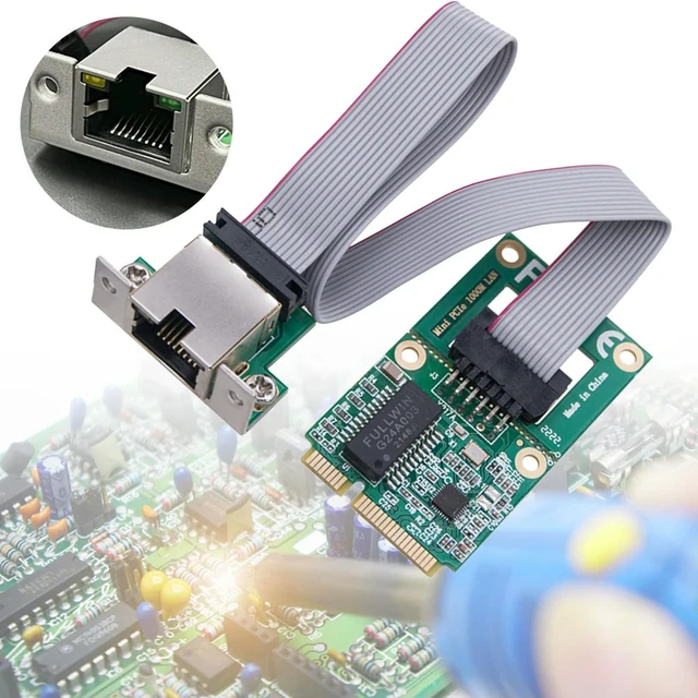 Alt view image 2 of 3 - Mini PCI-E Network Card 10/100/1000M Gigabit Ethernet NIC Adapter Mini PCI Express Gigabit Ethernet Card for Desktop PC