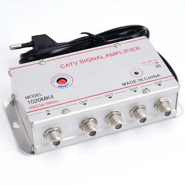 Alt view image 2 of 3 - TV Signal Booster Amplifier 20Db Digital TV Antenna Signal Booster Home Tv Equipments 45Mhz To 860Mhz 1 In 4 Out EU Plug
