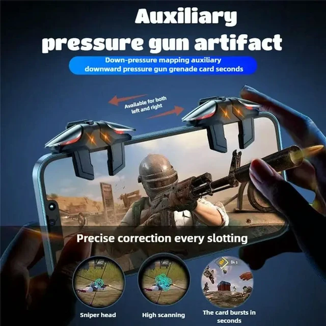 Alt view image 3 of 3 - Mobile Phone Alloy 6 Finger Pulse Auto Fire Game Trigger For PUBG Aim L1R1 Key Button For IOS Android Gaming Accessories