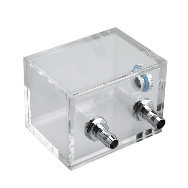 Alt view image 2 of 3 - 200ml Full Transparent Water Cooler G1/4 2 Thread Mini Square Water Tank 5mm Thickness for PC Liquid Cooling System Accessories