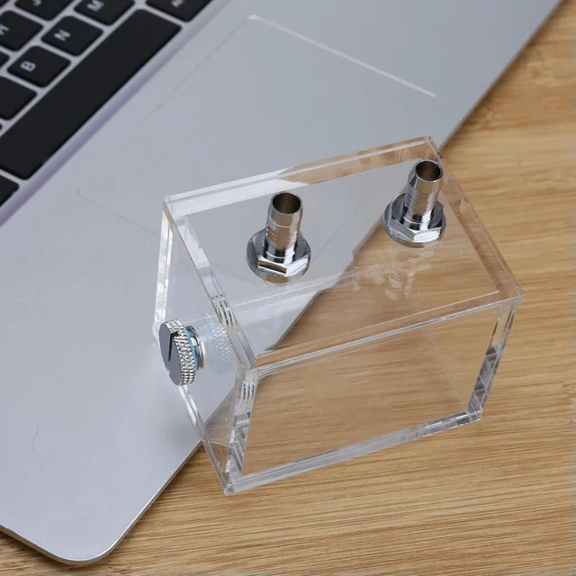 Alt view image 3 of 3 - 200ml Full Transparent Water Cooler G1/4 2 Thread Mini Square Water Tank 5mm Thickness for PC Liquid Cooling System Accessories