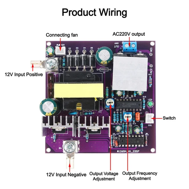 Alt view image 2 of 3 - 300W Corrected Sine Wave Output 50Hz Inverter 12V To 220V Inverter Power Supply Energy DC-AC Boost Circuit Board