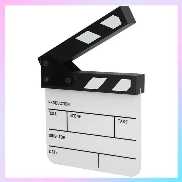 Main image of Action Cut Board,Acrylic Film Clapboard Dry Erase Compact Size TV Film Movie Director Cut Action Scene Clap Board