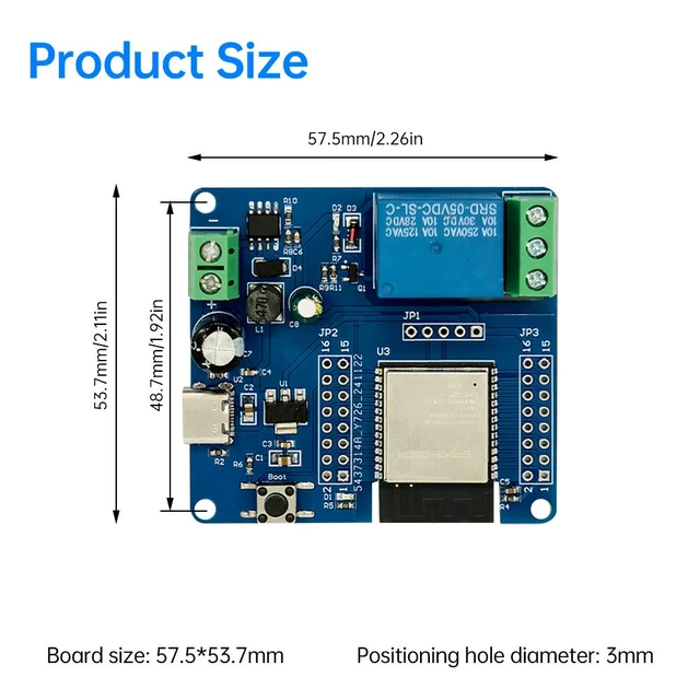 Alt view image 2 of 3 - ESP32-C6 BT Development Board Module DC 5-60V Single Relay Module Onboard Type C Interface Switch Module
