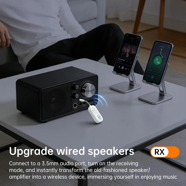 Alt view image 2 of 3 - BT 5.5 2-in-1 Audio Adapter 3.5mm AUX Jack BT Audio Adapter USB-C Charging Plug and Play for Airplane Travel Essentials