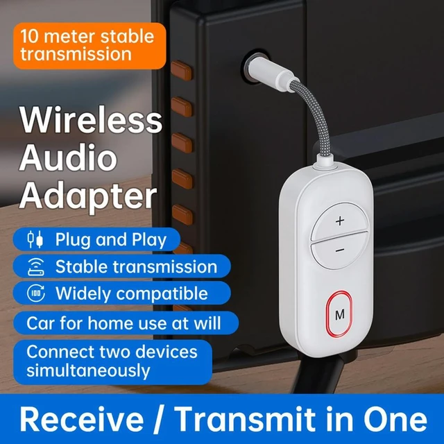 Alt view image 3 of 3 - BT 5.5 2-in-1 Audio Adapter 3.5mm AUX Jack BT Audio Adapter USB-C Charging Plug and Play for Airplane Travel Essentials