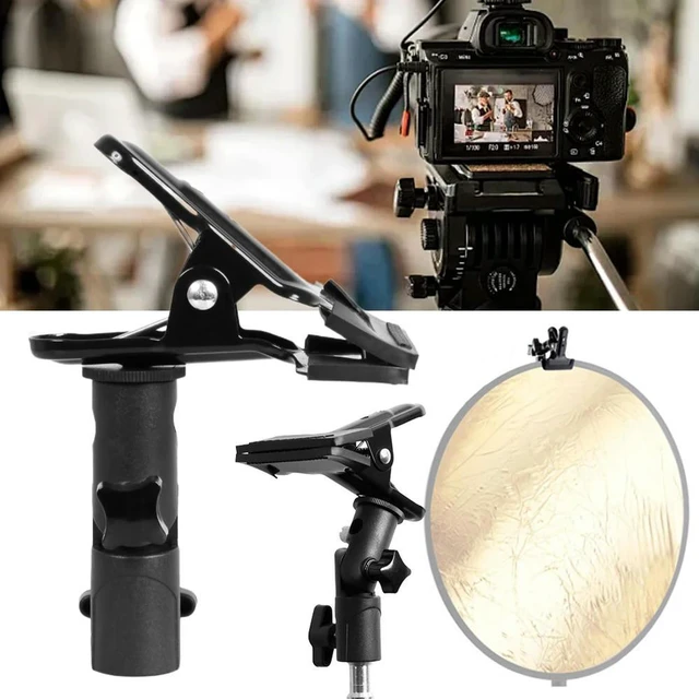 Alt view image 3 of 3 - Reflector l Clip Mount 1/4 Inch To 3/8inch Screw Mount Reflector Holder Background Stand for Flash LED Light Umbrella