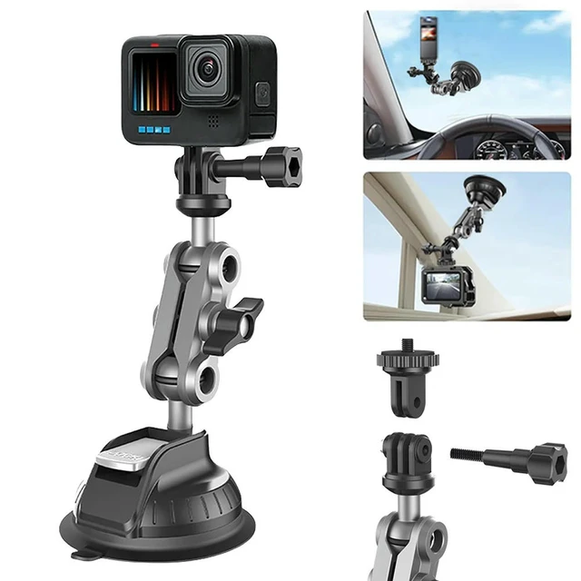 Alt view image 2 of 3 - Action Camera Dash Cam Phone Car Mount 1/4 Inch Camera Car Suction Mount 360 Adjustable for GoPro Action Camera