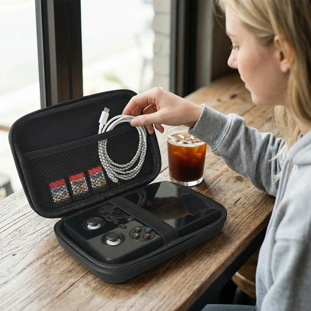 Alt view image 2 of 3 - Travel Carrying Organizer with Mesh Pocket for RG477M EVA Carrying Case Shockproof (Game Consoles Not Included)