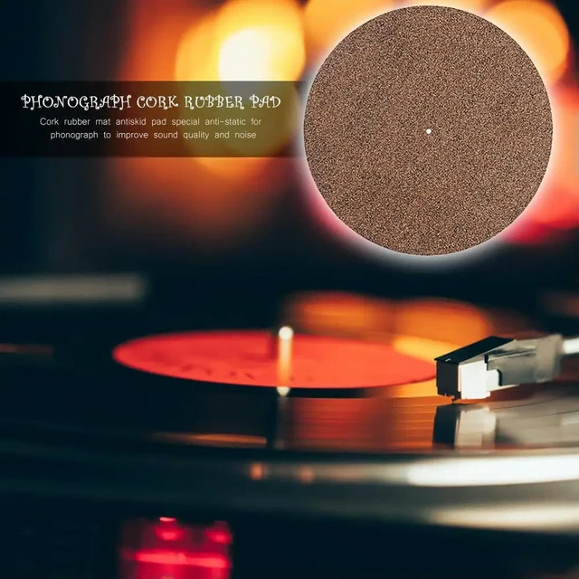 Alt view image 2 of 6 - Audiophile Slipmat Reduces Noise & Sounds Cork & Rubber Turntable Platter Mat Turntable Phonograph Accessories Vinyl Record Pad