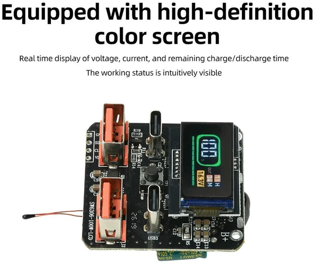 Alt view image 2 of 6 - 4S PD100W Bidirectional Lithium-Ion Fast Charging Module With Integrated Charger Discharging ColorScreen SW6306 Power Bank Board