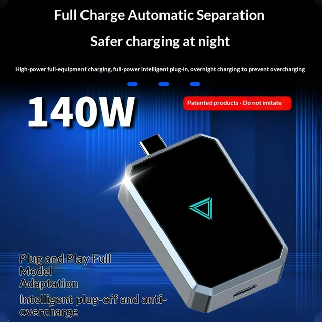 Alt view image 3 of 6 - 140W Type-C Automatic Cut Off Charging Protector Fast Charging Data Cable Separator Full Charge Auto Disconnect Charger