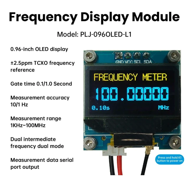 Alt view image 2 of 3 - 0.96 Inch PLJ-096OLED-L1 Frequency Display Module 1KHz-100MHz OLED Frequency Signal Display High-Precision Frequency Counter