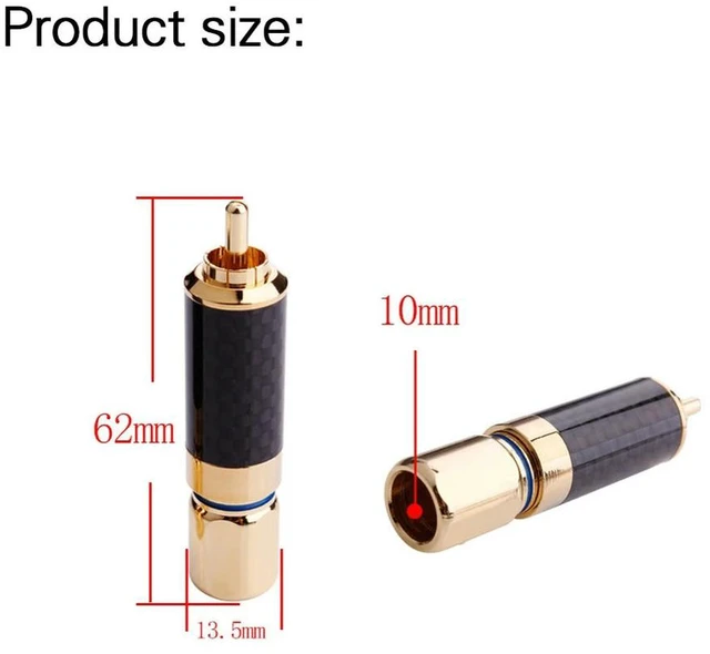 Main image of 4 PCS HIFI RCA Plug Carbon Fiber 24K Gold-Plated RCA Jack Cable Connector Adapter