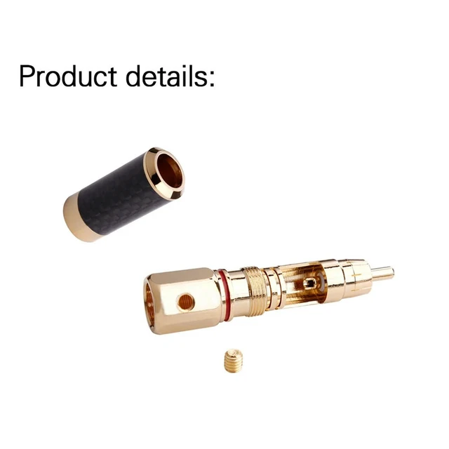 Alt view image 2 of 3 - 4 PCS HIFI RCA Plug Carbon Fiber 24K Gold-Plated RCA Jack Cable Connector Adapter