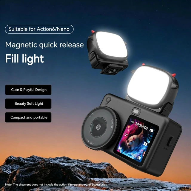 Alt view image 3 of 3 - Magnetic Fill Light for Action 6 Magnetic LED Lamp Handheld Quick Release Fills Lights for Outdoors Sports Recording