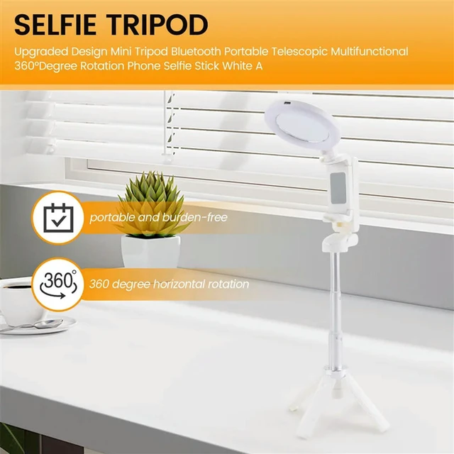 Alt view image 3 of 3 - Upgraded Design Mini Tripod Bluetooth Telescopic Multifunctional 360°Degree Rotation Phone Selfie Stick
