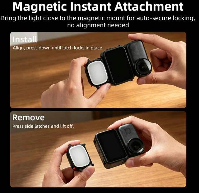 Alt view image 2 of 6 - Magnetic LED Light for Action 3/4/5 Pro Camera Magnetic Photography Fill Light Quick Release & Adjustable Lights Levels