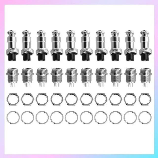 Main image of 10Set 12Mm Aviation Connector Male + Female Circular Air Socket Plug Electrical Wire Panel Connector